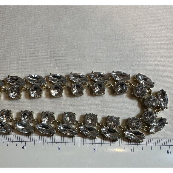 VTG Necklace Clear Crystal Glass Rhinestones Faceted Marquise Round Adjustable - Picture 5 of 6